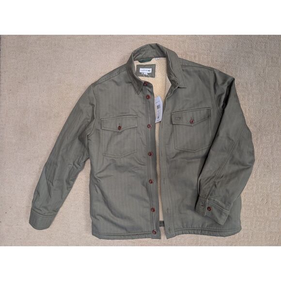 Lacoste Other - NWT Lacoste Shacket Mens Large Khaki Green Sherpa Lined Overshirt Cotton $185